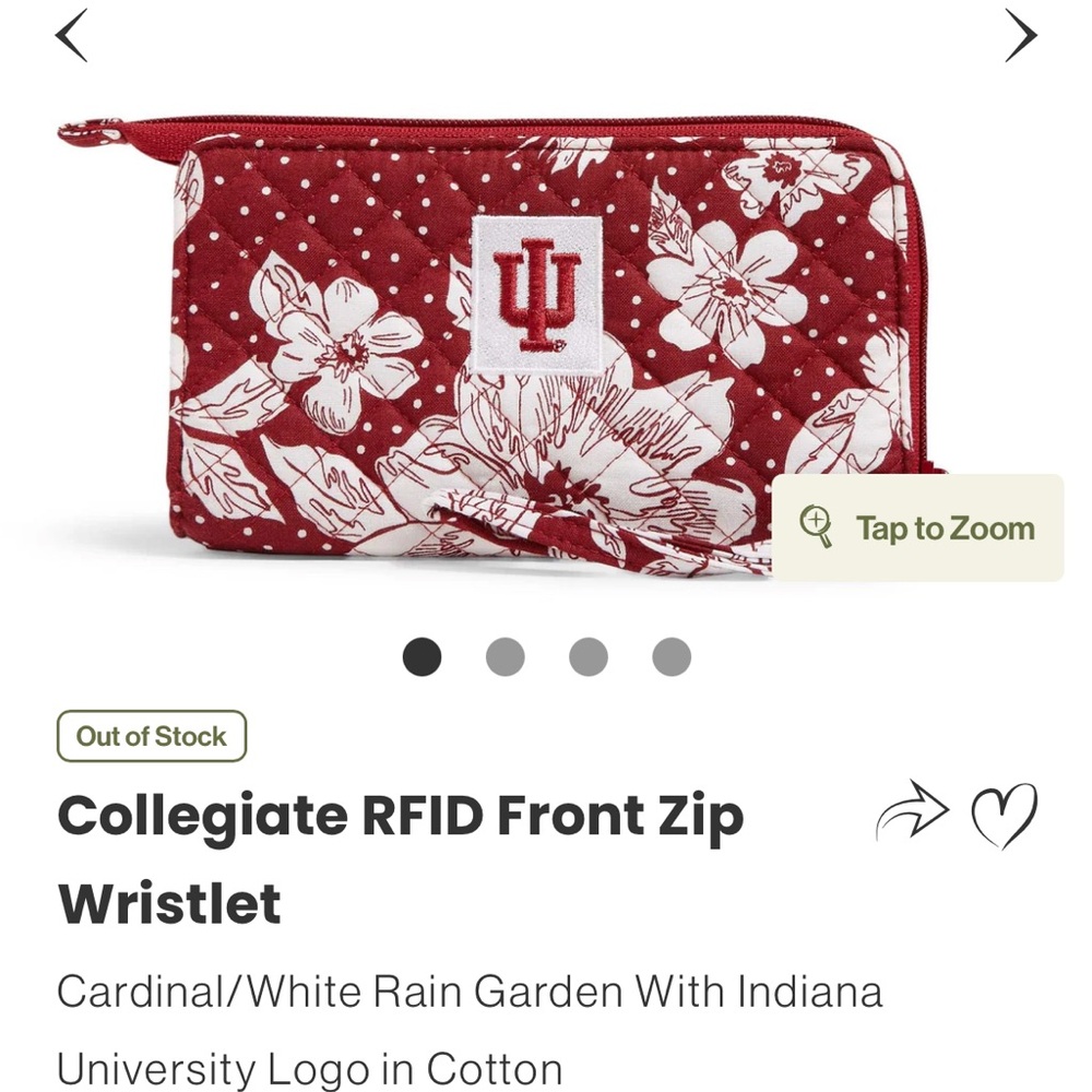 Vera Bradley Burgundy and White Clutch Indiana University